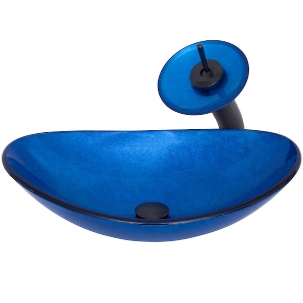 Novatto AZZURRO Glass Vessel Bathroom Sink Set in Rubbed Bronze NSFC-S1328031001ORB - main